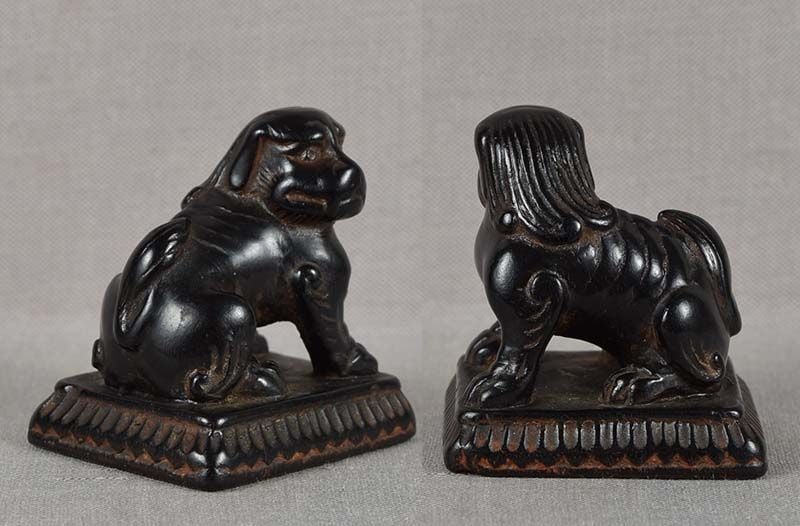 Early 19c ebony netsuke KOMA INU SEAL - 4