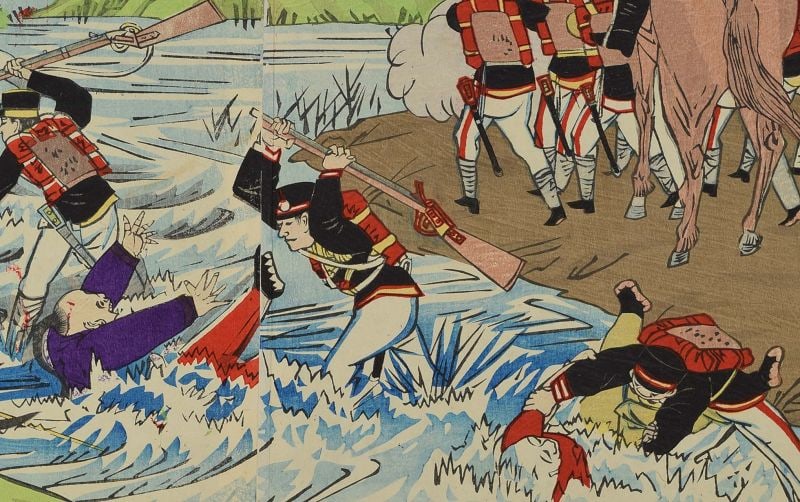 1894 Japanese print Sino-Japanese War BATTLE OF ASAN by SADANOBU II - 5