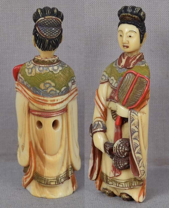 19c netsuke FEMALE IMMORTAL with fungus of immortality - 3