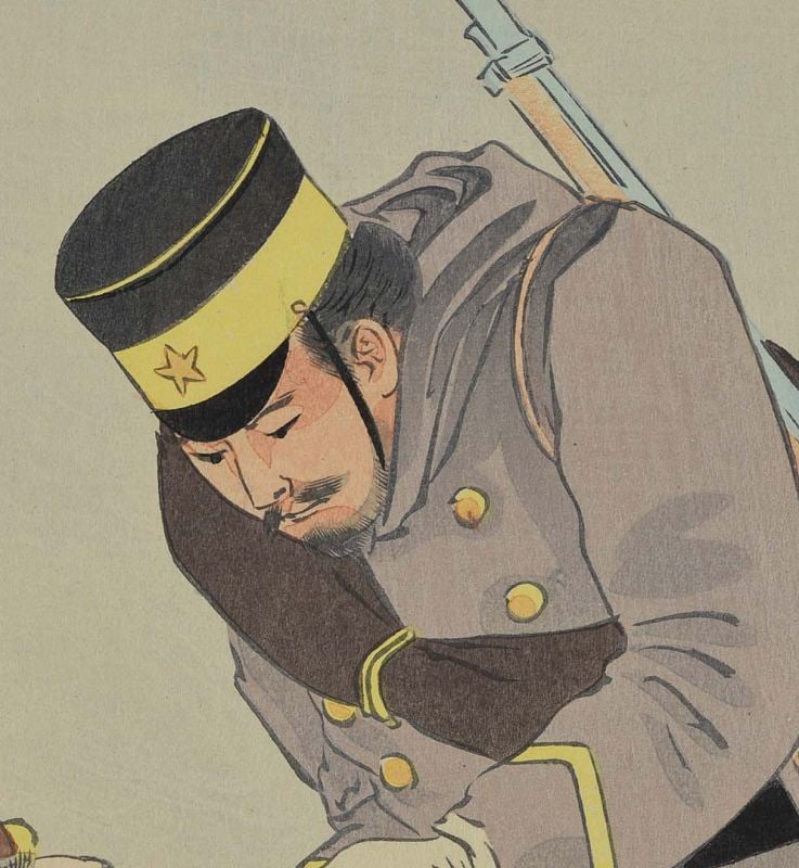 1895 Japanese print Sino-Japanese War HERO Sergeant Nagai by KIYOCHIKA - 2