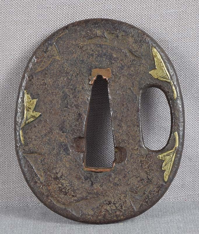 18c Japanese sword iron TANTO TSUBA autumn leaves - 2