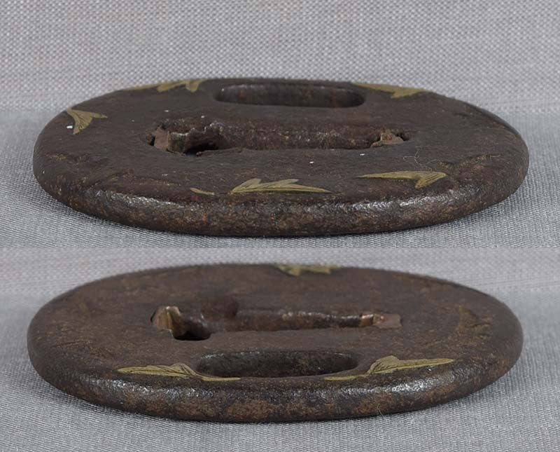 18c Japanese sword iron TANTO TSUBA autumn leaves - 3