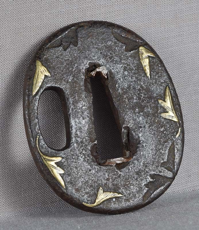 18c Japanese sword iron TANTO TSUBA autumn leaves - 4