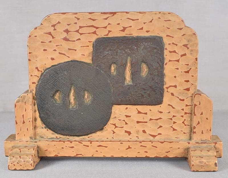 19c Japanese lacquer TABLE SCREEN with 3 TSUBA (1 of 6)