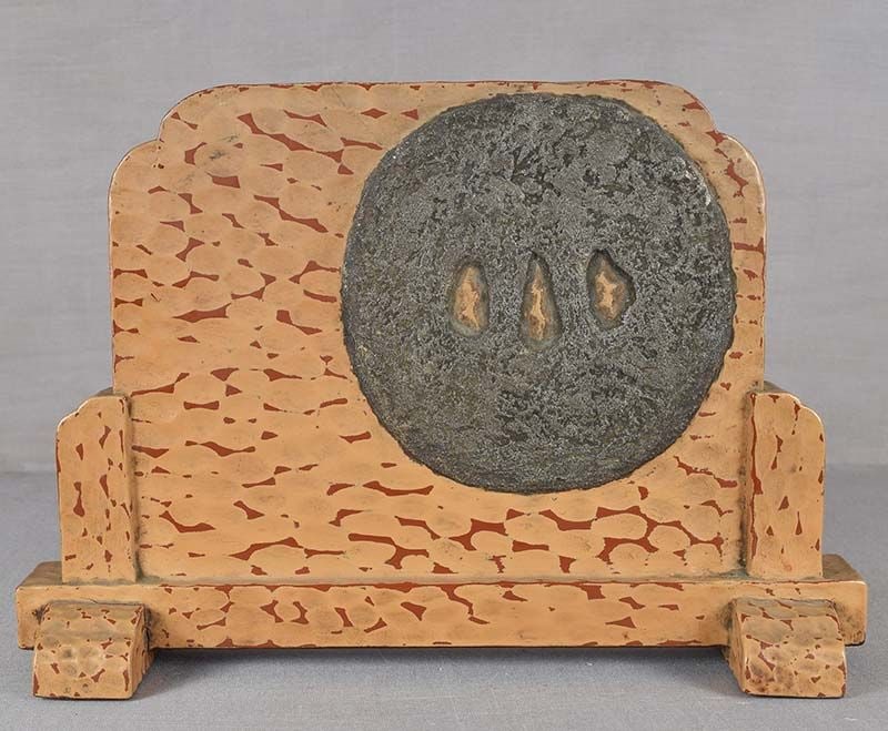 19c Japanese lacquer TABLE SCREEN with 3 TSUBA - 2