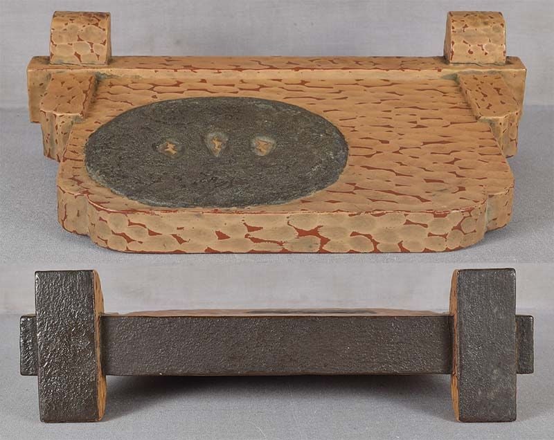 19c Japanese lacquer TABLE SCREEN with 3 TSUBA - 6