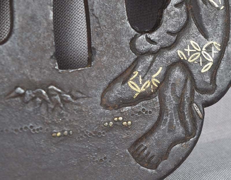 Large 18c Japanese sword TSUBA Kanzan and Jittoku - 4