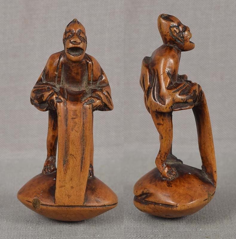 19c SHUNGA netsuke LOINCLOTH caught in clam - 3