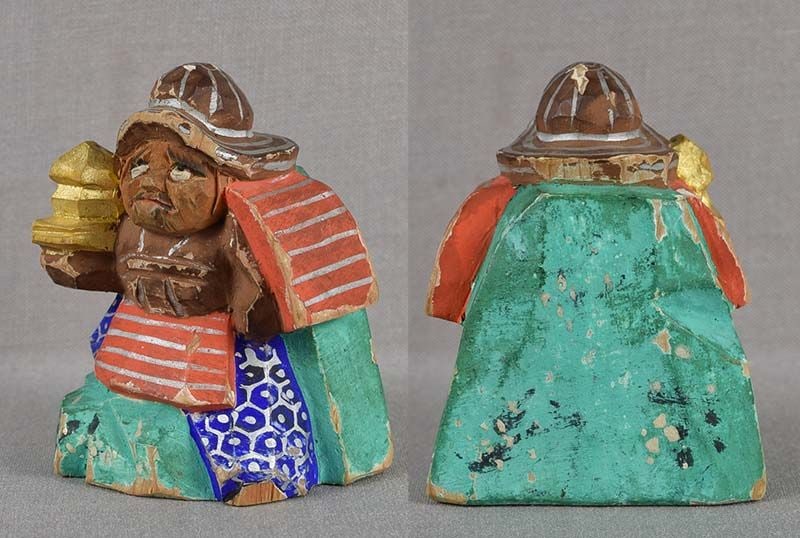 19c Hida okimono BISHAMON with pagoda by netsuke carver RYOSO - 3