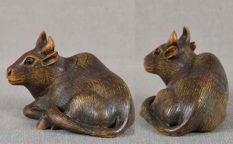 19c netsuke RESTING OX by MASANAO of Ise - 3