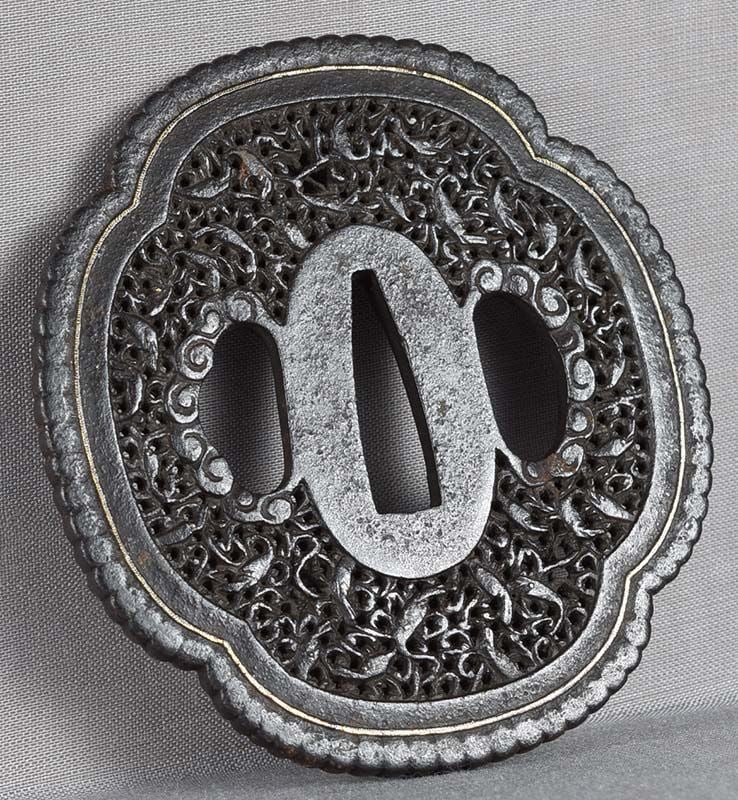 18c Japanese sword iron TSUBA 1000 SHRIMP - 4