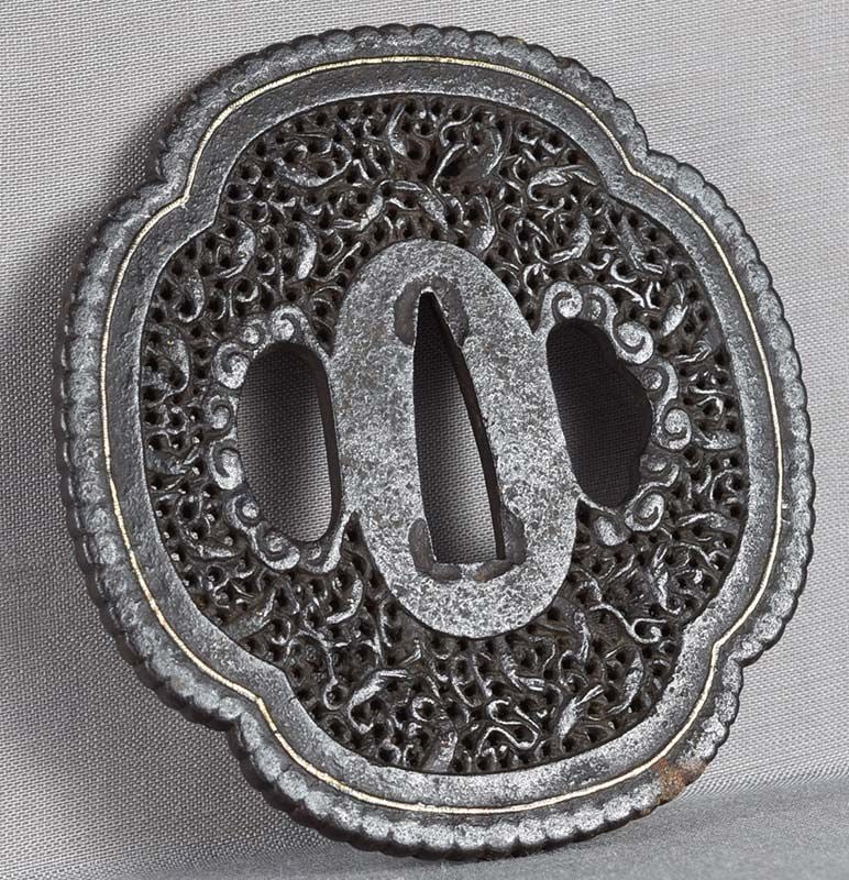 18c Japanese sword iron TSUBA 1000 SHRIMP - 5