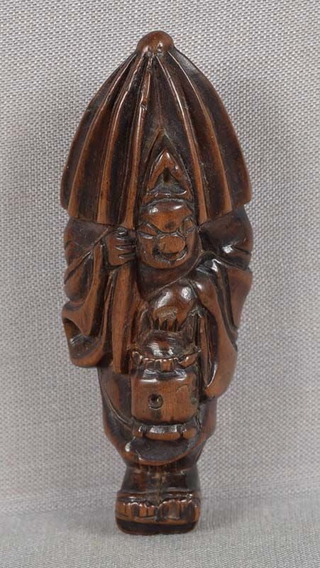 19c netsuke TSURAYUKI disguised as temple servant (1 of 4)