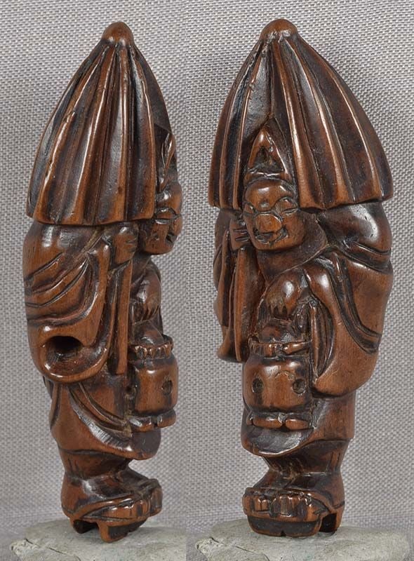 19c netsuke TSURAYUKI disguised as temple servant - 3