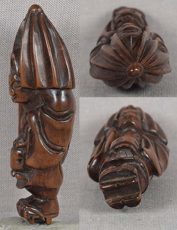 19c netsuke TSURAYUKI disguised as temple servant - 4