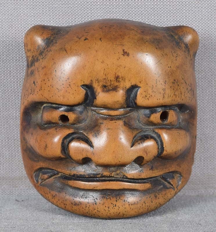 19c netsuke demon ONI MASK (1 of 5)