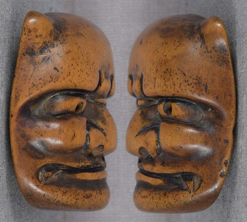 19c netsuke demon ONI MASK - 2