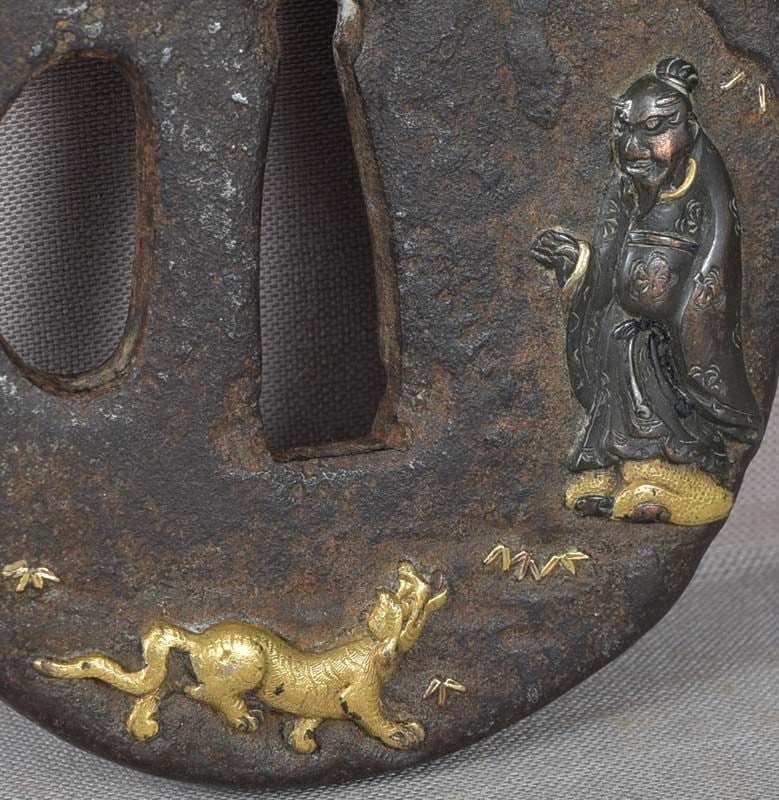 18c Japanese sword TSUBA BUKAN ZENSHI with TIGER - 5