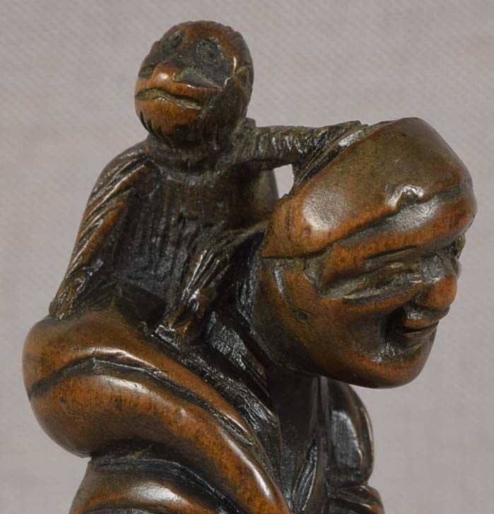 Early 19c netsuke SARUMAWASHI MONKEY trainer - 6