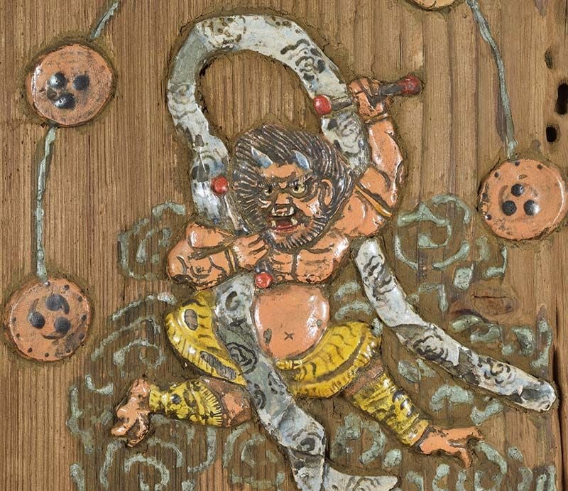 19c ceramic on wood RAIDEN Thunder God by ENKE / RYU-UN 1923 FHC coll - 3