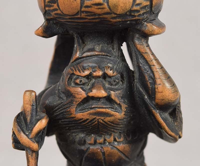 19c netsuke GOSHISHO with incense burner writing poem by MASAKAZU - 2