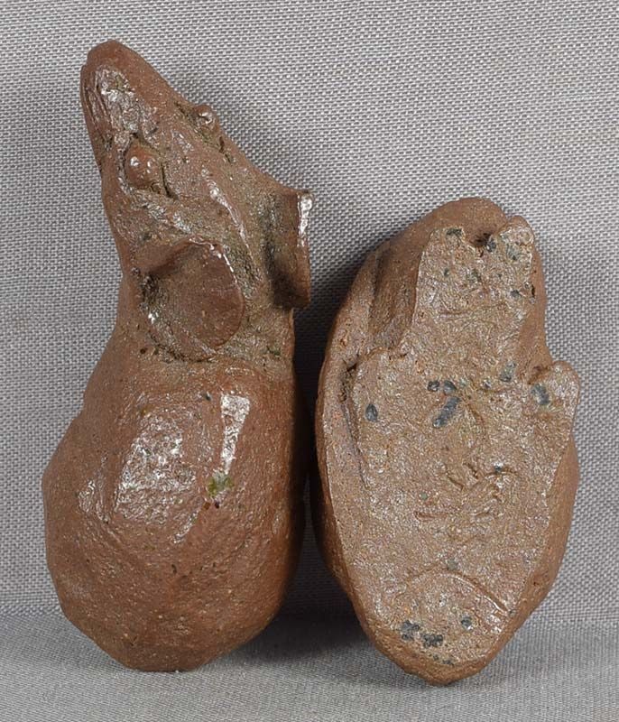 1920s tea ceremony Japanese ceramic KOGO Bizen RAT signed - 5