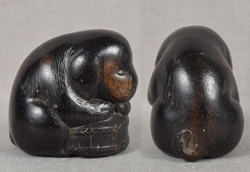 Early 19c netsuke DRINKING PUPPY - 4
