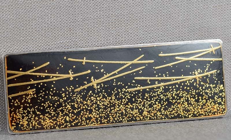 1910s silver & lacquer OBIDOME netsuke PINE NEEDLES - 3