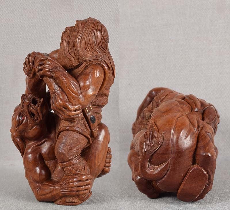 Netsuke / okimono BEOWULF & GRENDEL by GREGG STRADIOTTO - 4