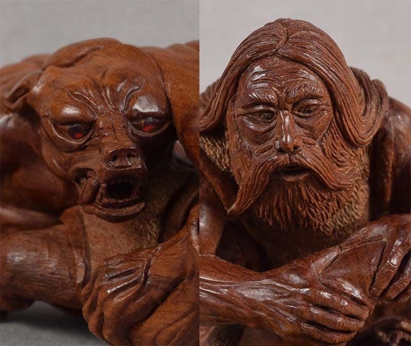 Netsuke / okimono BEOWULF & GRENDEL by GREGG STRADIOTTO - 5