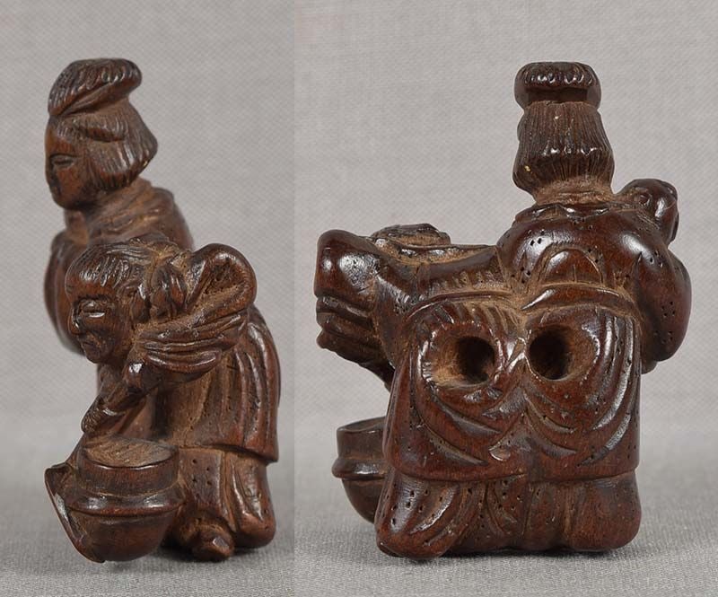 19c netsuke Filial Piety KAKKYO family & pot of gold - 3