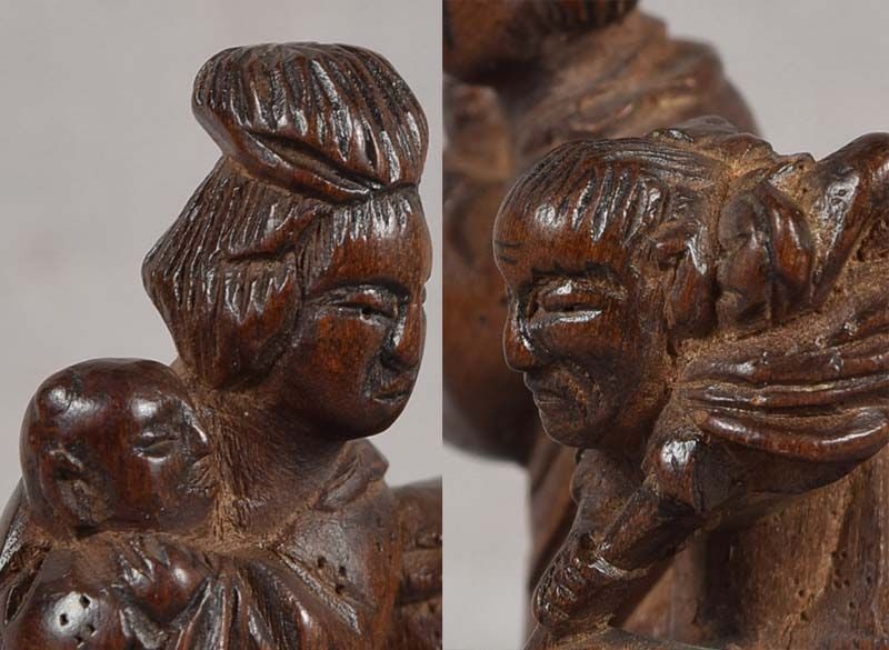 19c netsuke Filial Piety KAKKYO family & pot of gold - 6