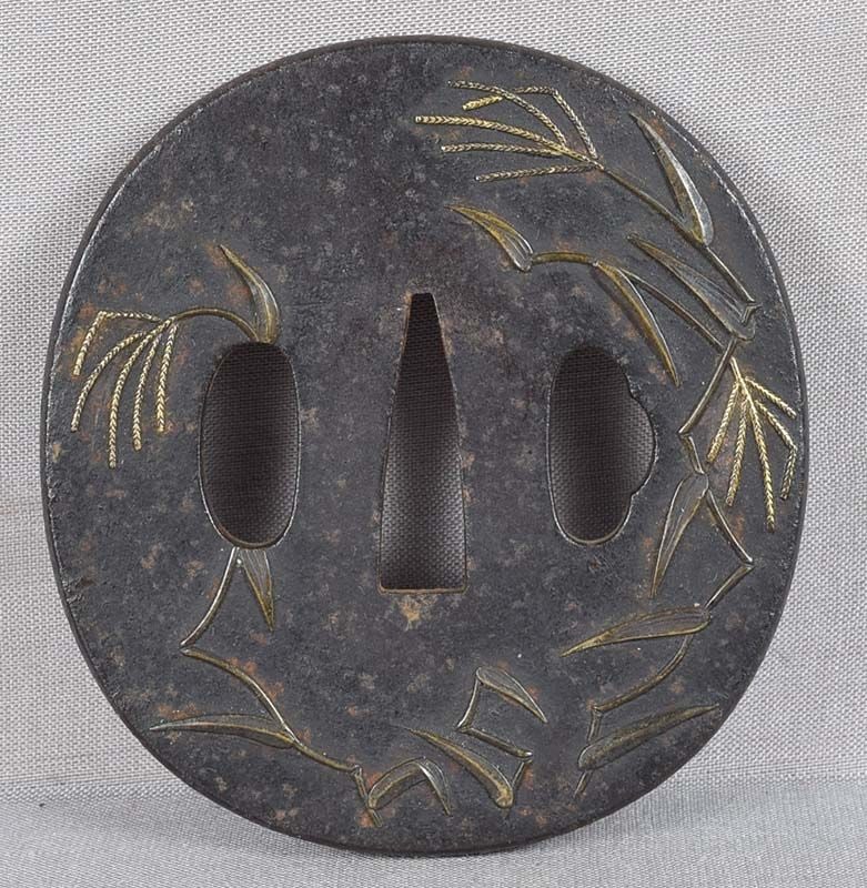 18c Japanese sword TSUBA RICE PLANTS (1 of 6)