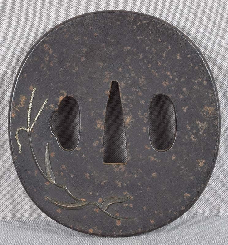18c Japanese sword TSUBA RICE PLANTS - 2