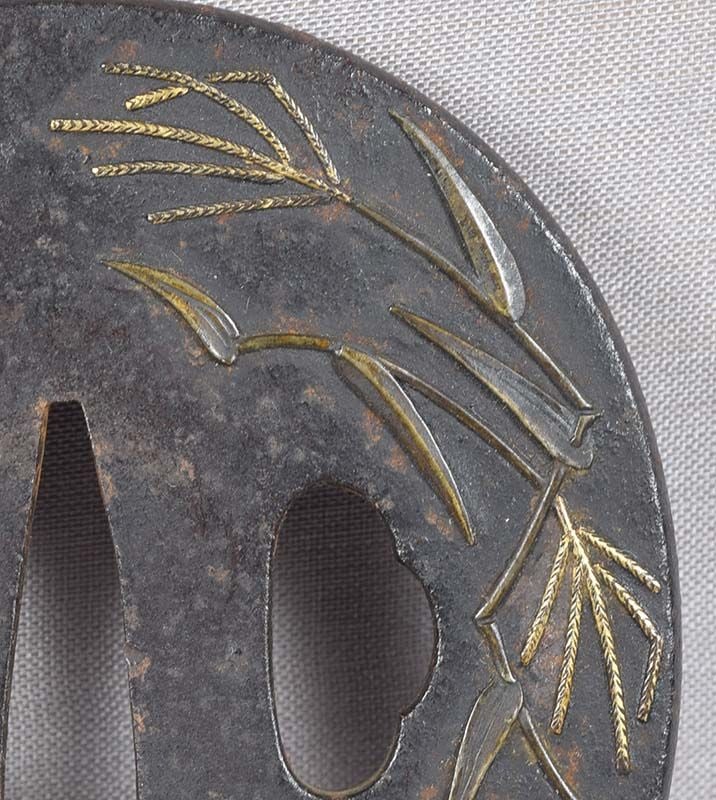 18c Japanese sword TSUBA RICE PLANTS - 5