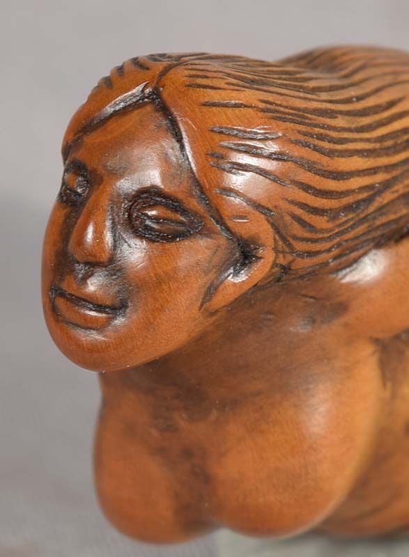 19c netsuke STRETCHING MERMAID - 2