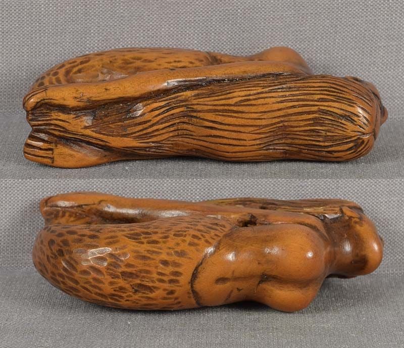 19c netsuke STRETCHING MERMAID - 4