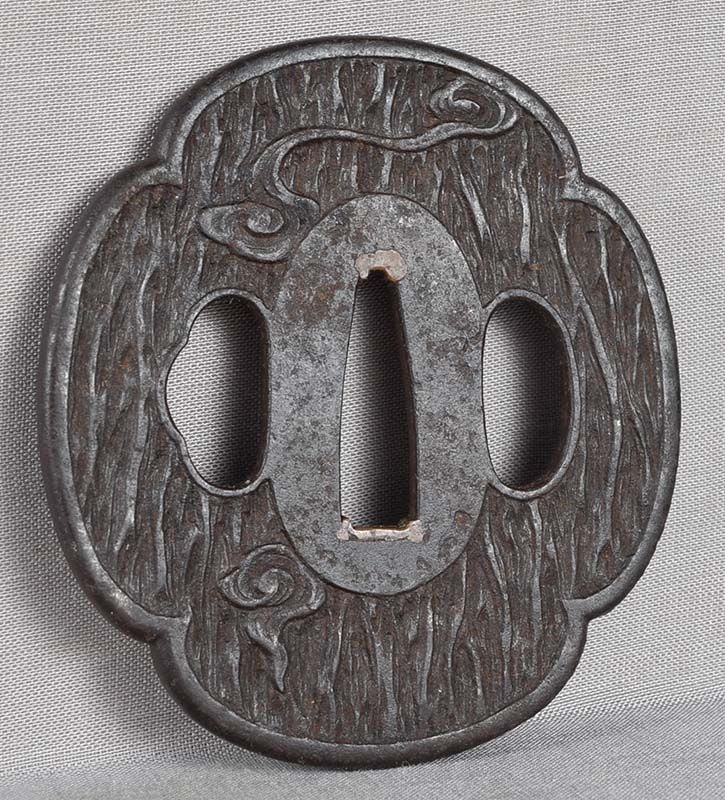 18/19c Japanese sword TSUBA RAIN DRAGON - 2