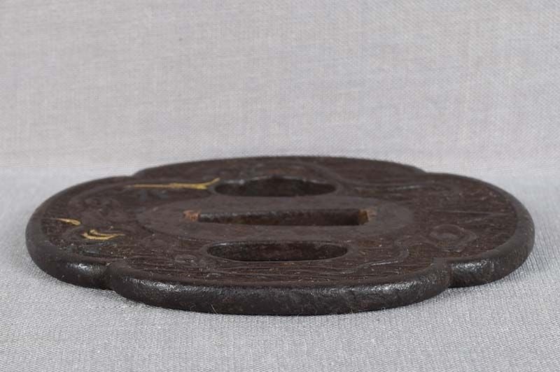18/19c Japanese sword TSUBA RAIN DRAGON - 6