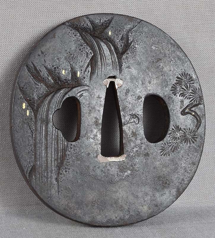 18/19c Japanese sword TSUBA filial piety YOKO & TIGER signed - 2