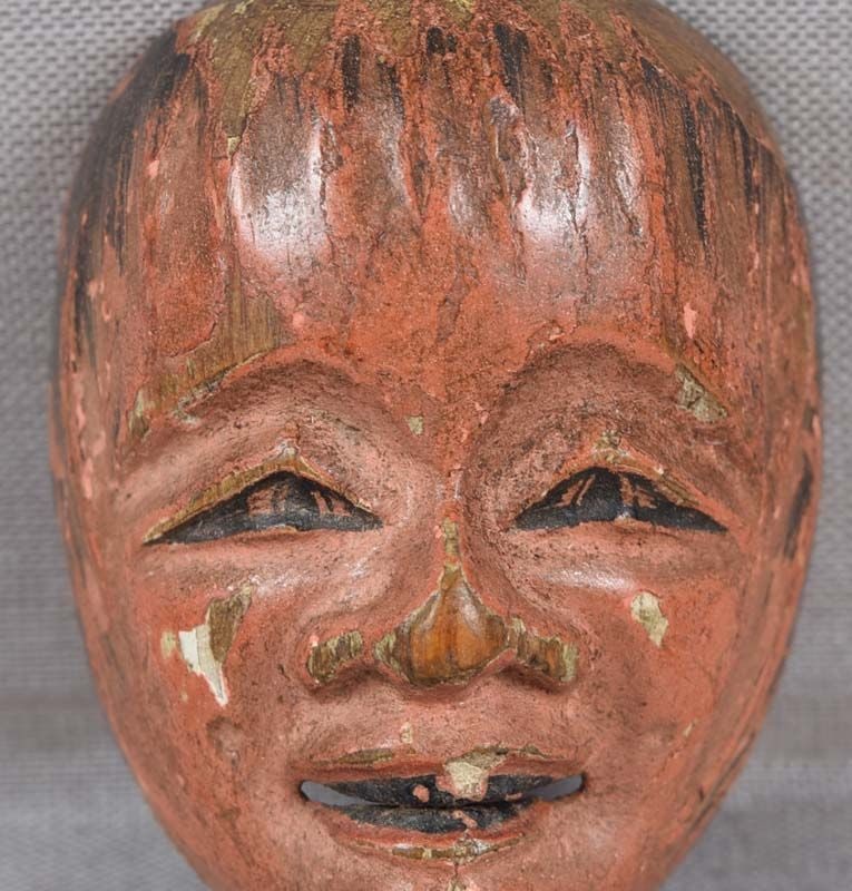 19c saishiki netsuke mask SHOJO signed / inscribed - 4