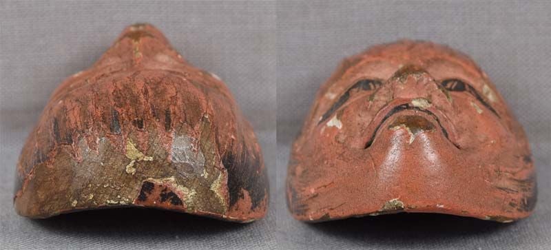 19c saishiki netsuke mask SHOJO signed / inscribed - 5