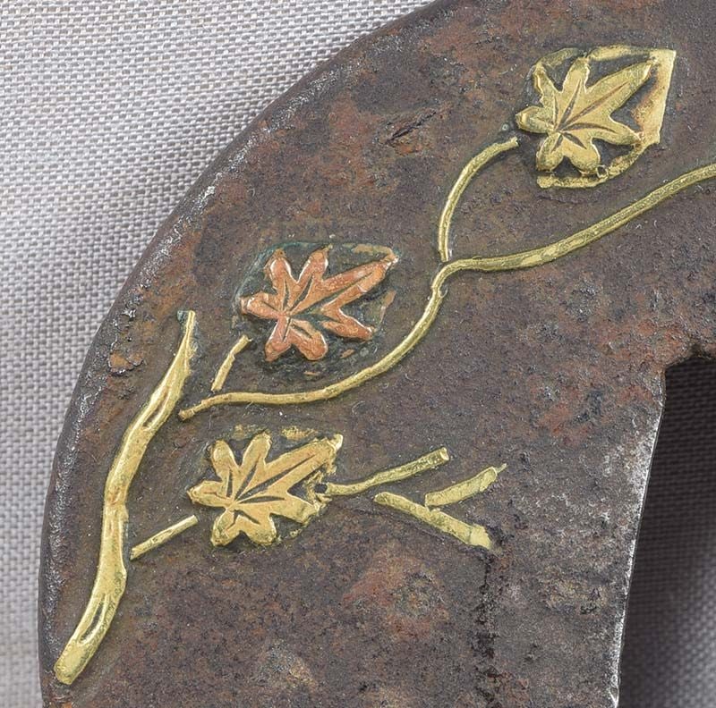 18c Japanese sword TSUBA maple leaves - 4