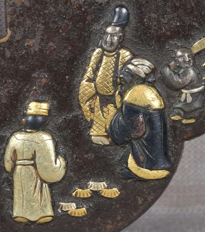 18c Japanese sword TSUBA SCHOLARS VIEWING MOON - 3