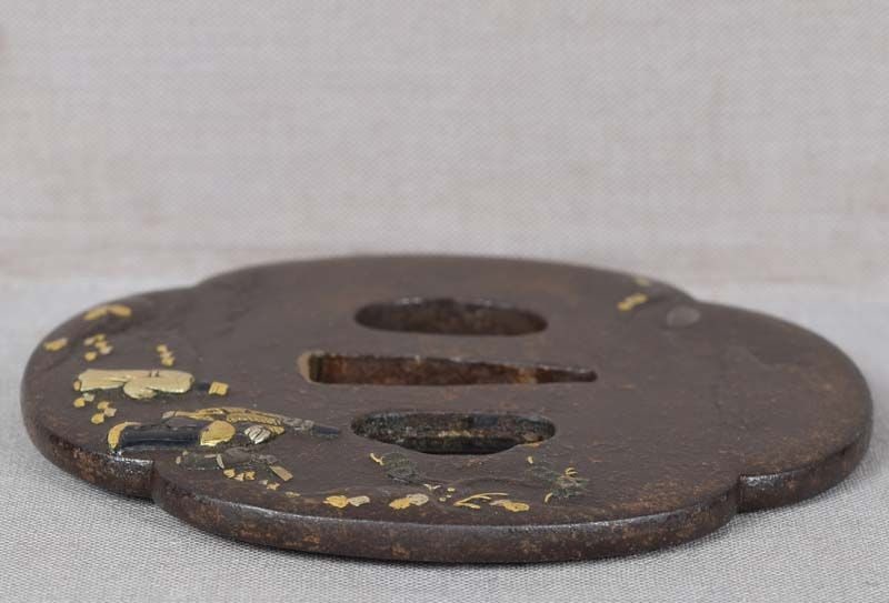 18c Japanese sword TSUBA SCHOLARS VIEWING MOON - 6