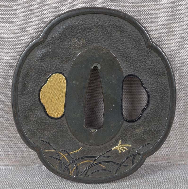 19c shakudo Japanese sword TSUBA autumn grasses - 2