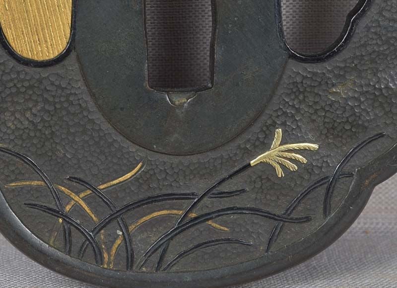 19c shakudo Japanese sword TSUBA autumn grasses - 4
