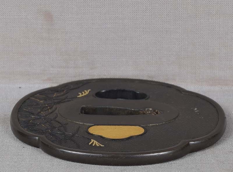 19c shakudo Japanese sword TSUBA autumn grasses - 5