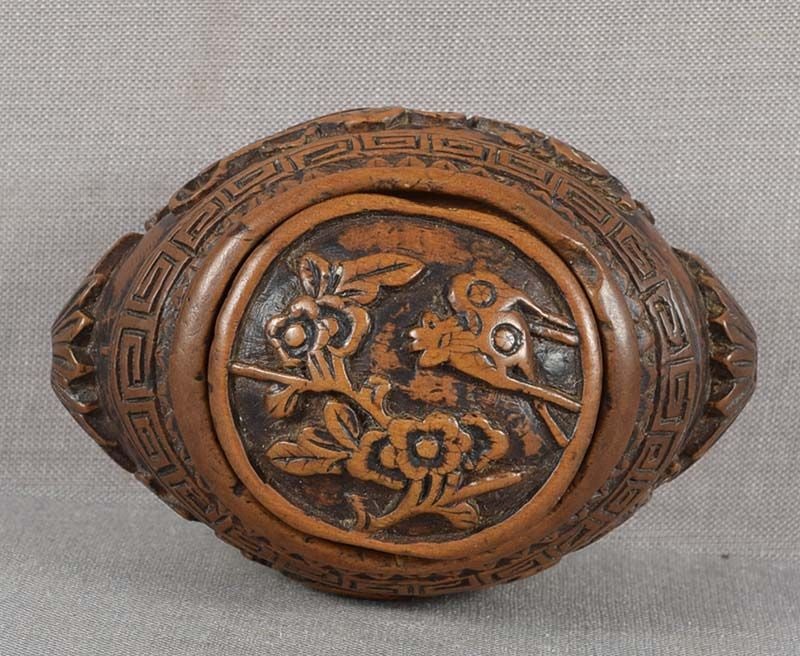 18c netsuke BOX in Chinese manner, deer, prunus tree - 3