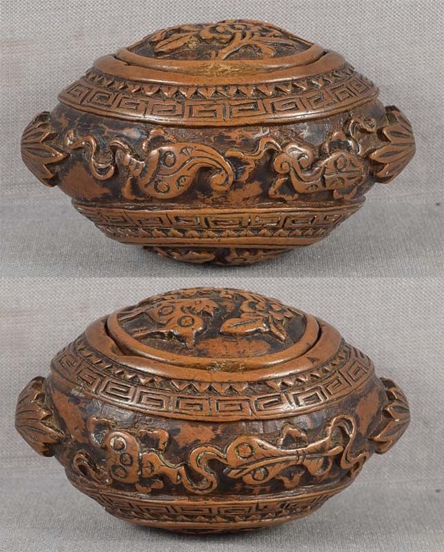 18c netsuke BOX in Chinese manner, deer, prunus tree - 4